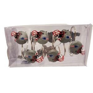 NFL New England Patriots Set of 12 Shower Curtain Hooks Rings Football NEW